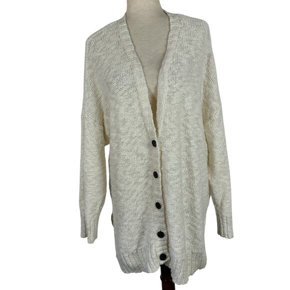 American Eagle Sweater Women Medium Oversized Beachy Cream Slouchy Cardigan Boho - Picture 1 of 15